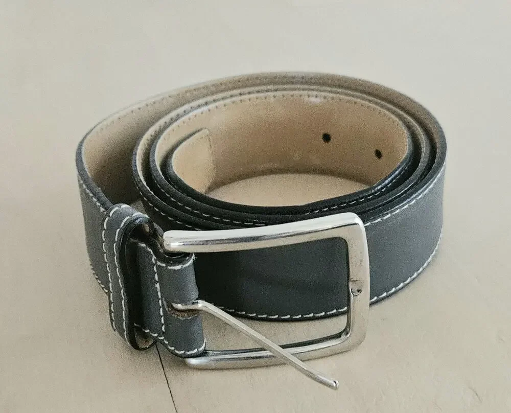 MEN'S AUTHENTIC DESANTO MADE IN ITALY GREY GENUINE LEATHER BELT SIZE 40